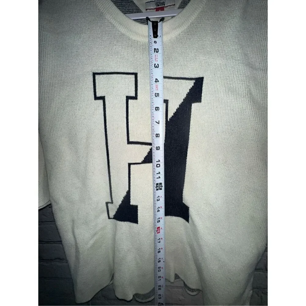Tommy Hilfiger Short Sleeve Knit Sweater Logo White Women’s Medium